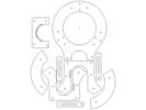 The Components Of The Fixed Steady, Ready To Be Laser Cut From 12mm Acetal Sheet